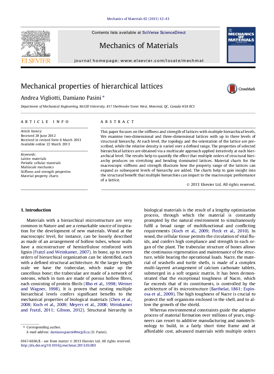 Mechanical properties of hierarchical lattices