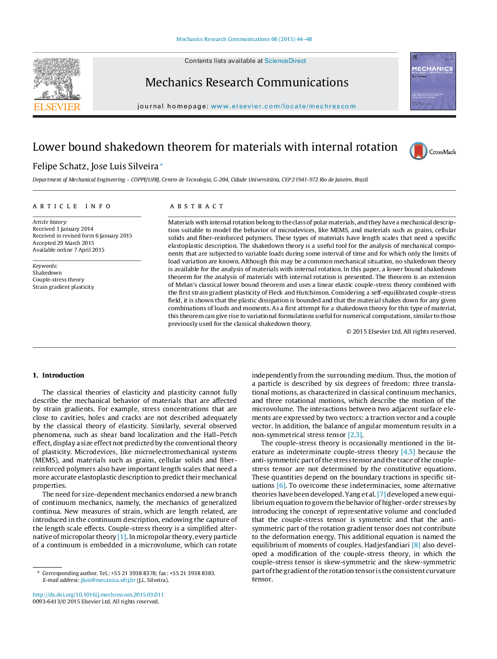 Lower bound shakedown theorem for materials with internal rotation