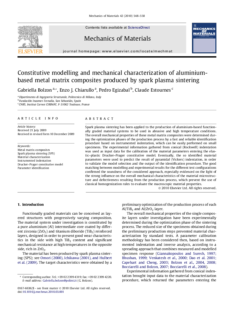 Constitutive modelling and mechanical characterization of aluminium-based metal matrix composites produced by spark plasma sintering