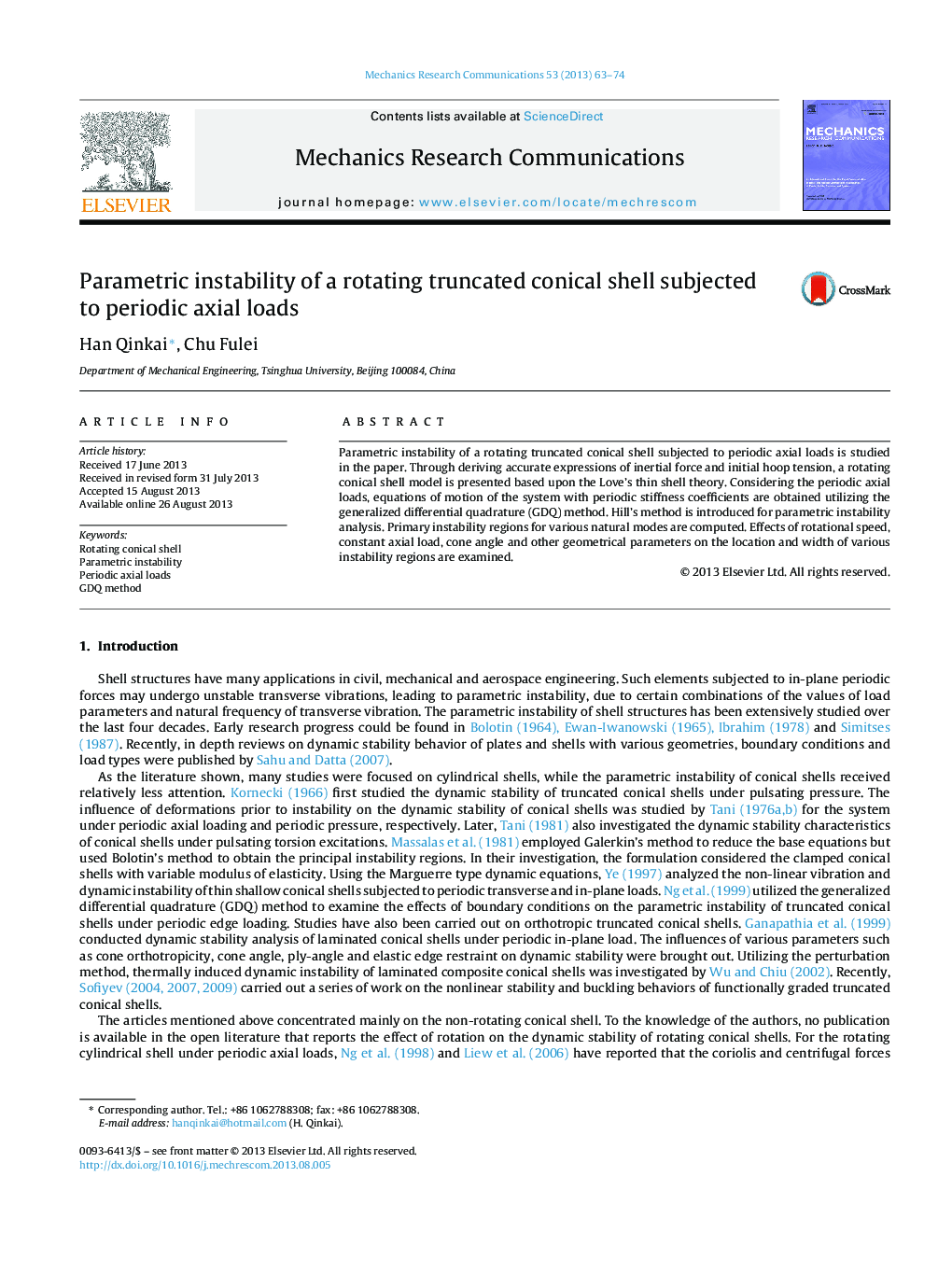 Parametric instability of a rotating truncated conical shell subjected to periodic axial loads