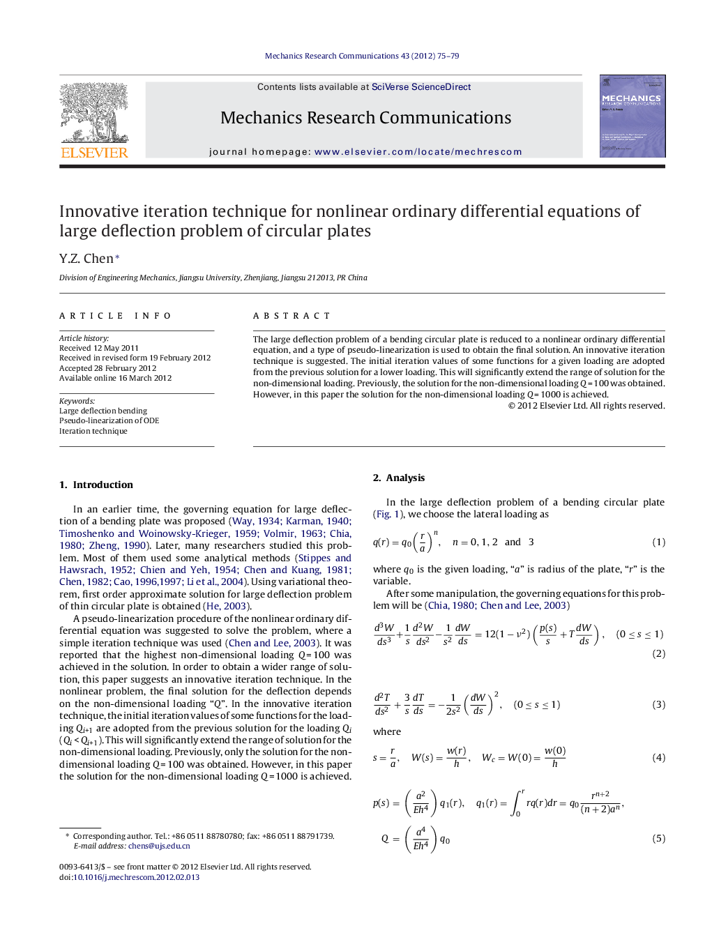 Innovative iteration technique for nonlinear ordinary differential equations of large deflection problem of circular plates