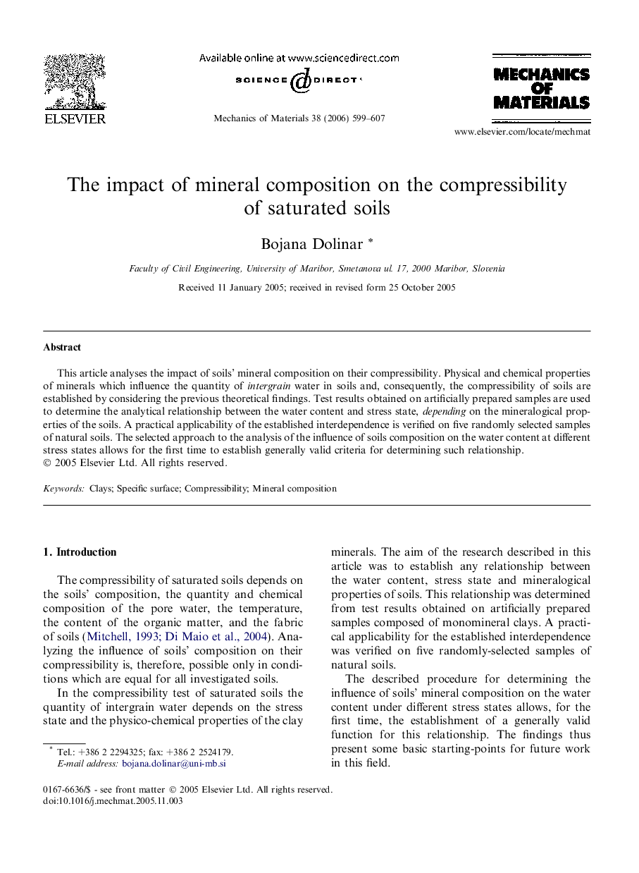 The impact of mineral composition on the compressibility of saturated soils