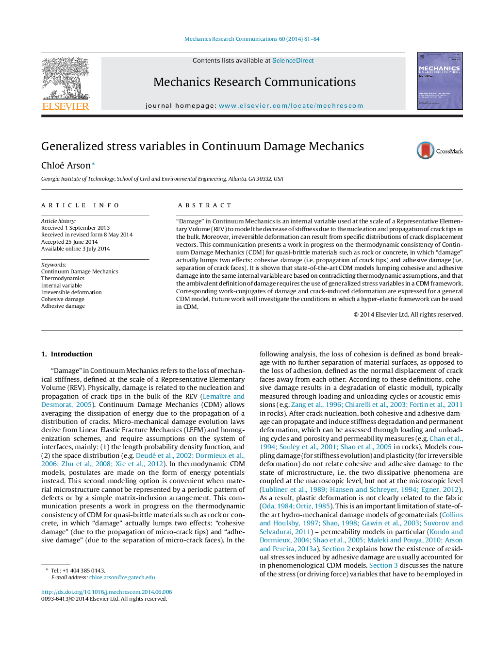 Generalized stress variables in Continuum Damage Mechanics