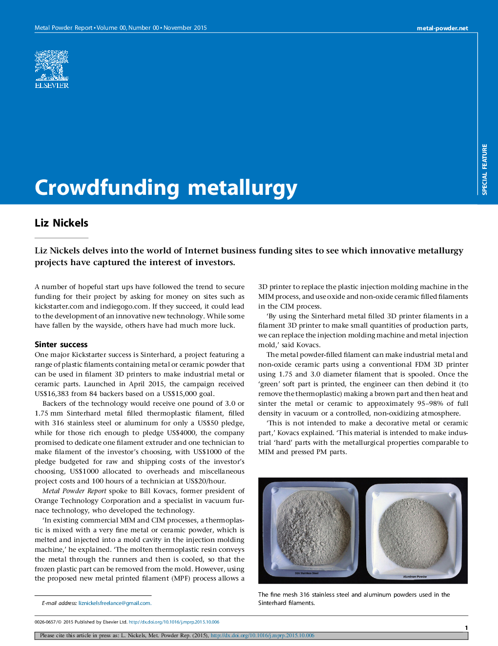 عکس صفحه اول مقاله: Crowdfunding metallurgy Crowdfunding metallurgy
