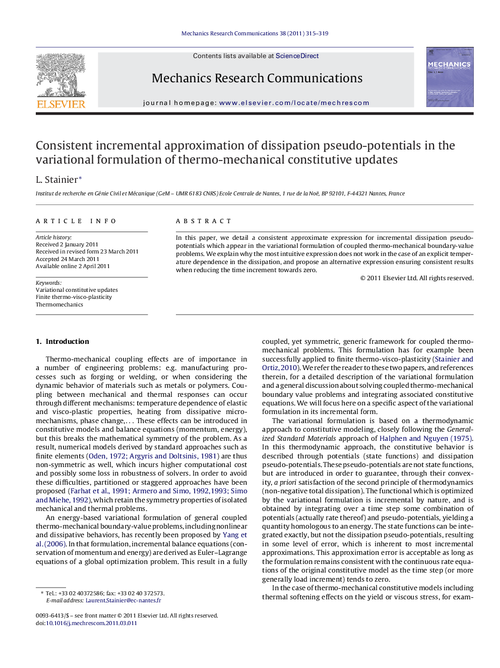 Consistent incremental approximation of dissipation pseudo-potentials in the variational formulation of thermo-mechanical constitutive updates