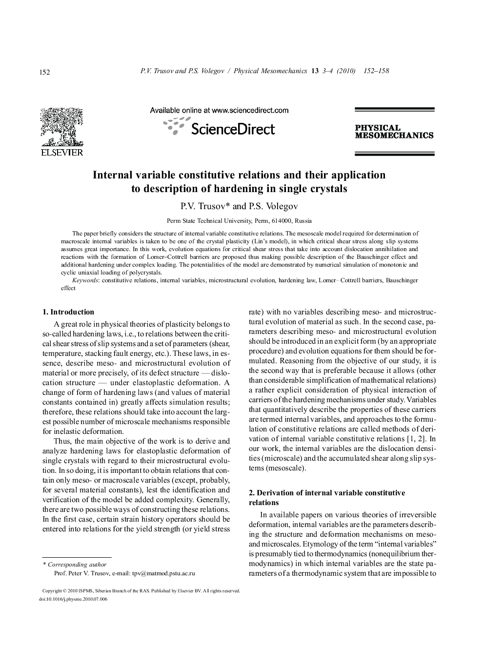 Internal variable constitutive relations and their application to description of hardening in single crystals