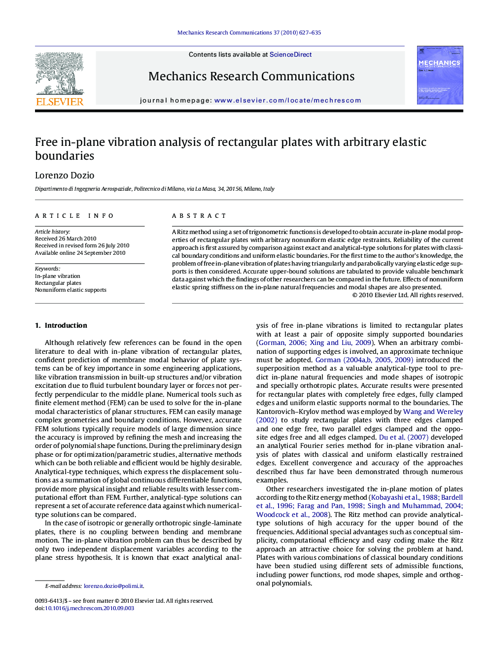 Free in-plane vibration analysis of rectangular plates with arbitrary elastic boundaries