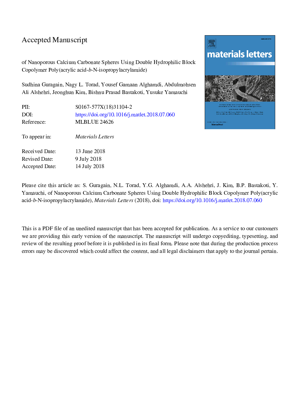 Synthesis of nanoporous calcium carbonate spheres using double hydrophilic block copolymer poly(acrylic acid-b-N-isopropylacrylamide)