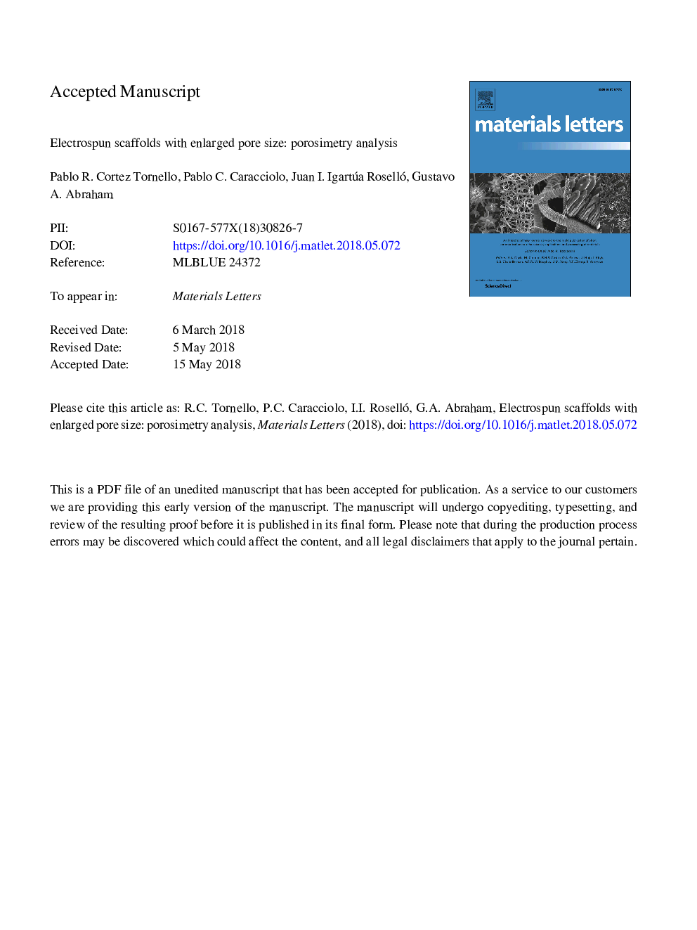 Electrospun scaffolds with enlarged pore size: Porosimetry analysis