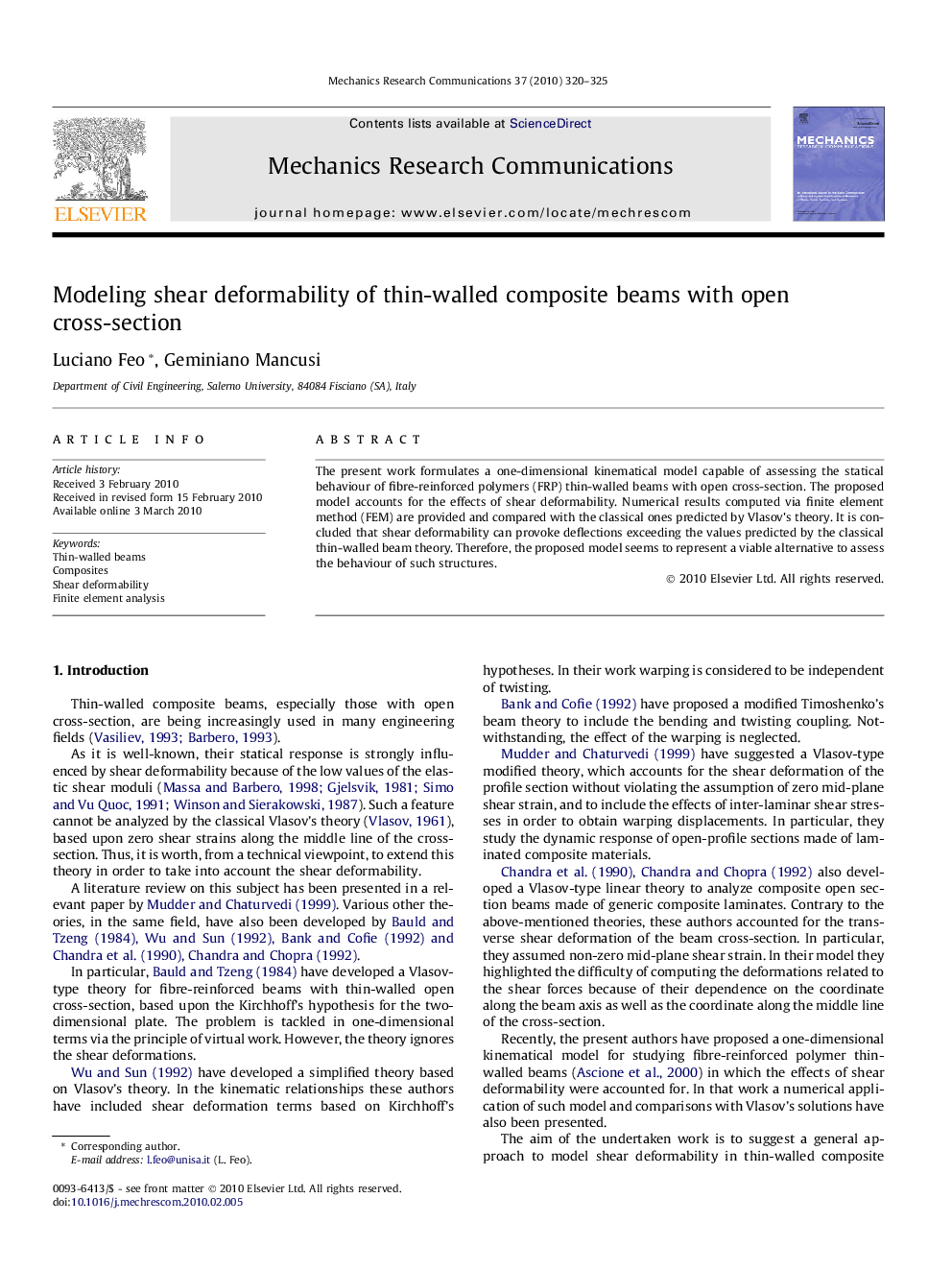 Modeling shear deformability of thin-walled composite beams with open cross-section