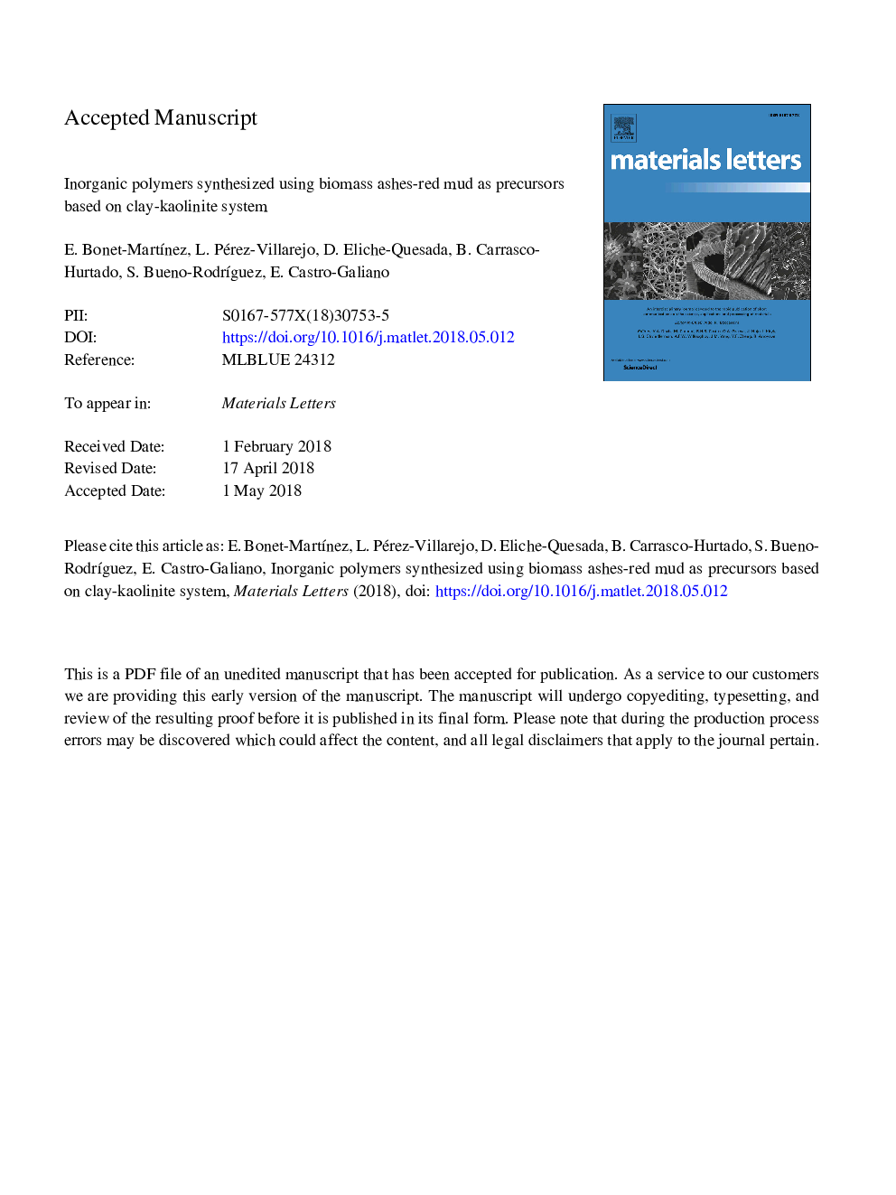 پلیمرهای معدنی سنتز شده با استفاده از خاکستر خاکستری زیست توده به عنوان پیش سازهای مبتنی بر سیستم رس-کائولینیت 