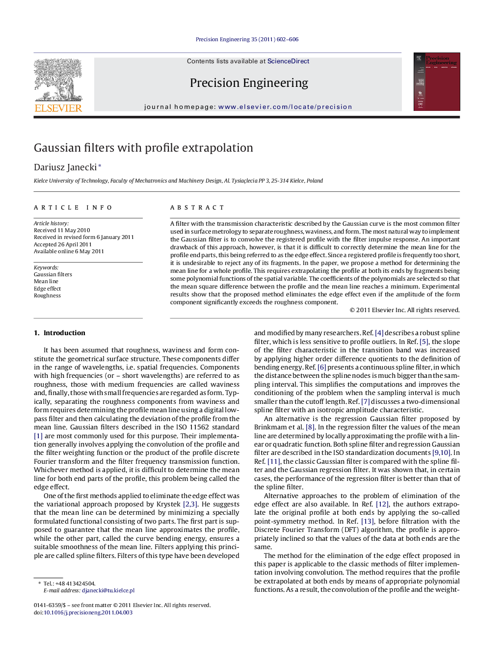 Gaussian filters with profile extrapolation