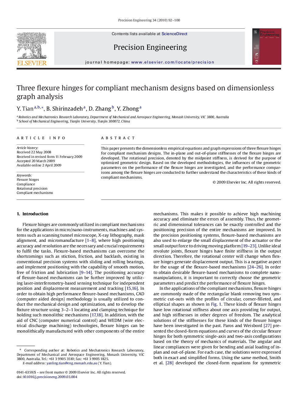 Three flexure hinges for compliant mechanism designs based on dimensionless graph analysis