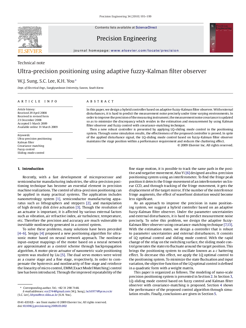 Ultra-precision positioning using adaptive fuzzy-Kalman filter observer