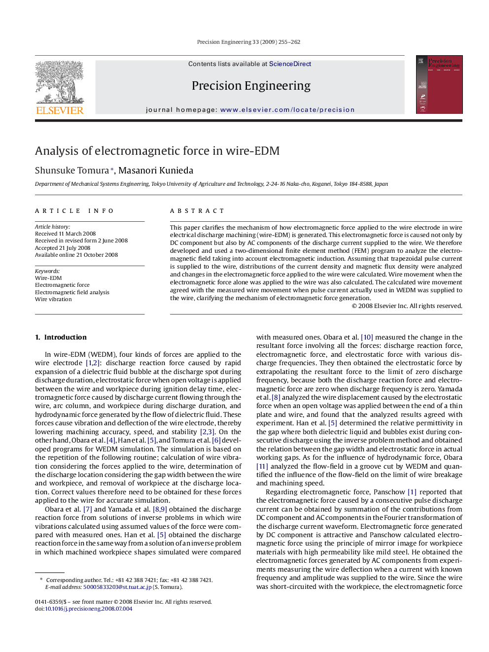 Analysis of electromagnetic force in wire-EDM