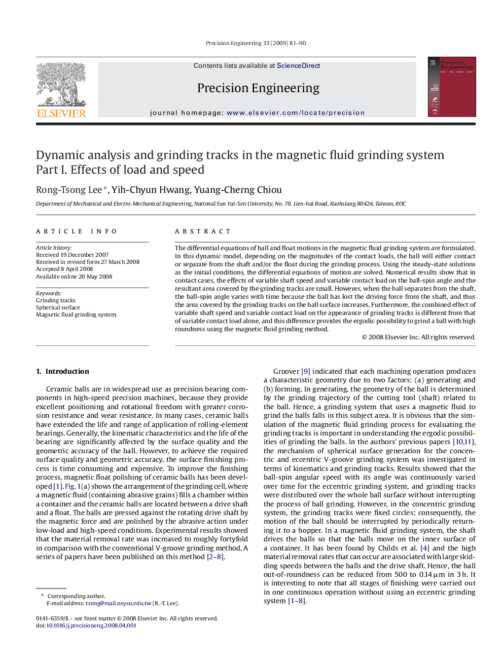 Dynamic analysis and grinding tracks in the magnetic fluid grinding system