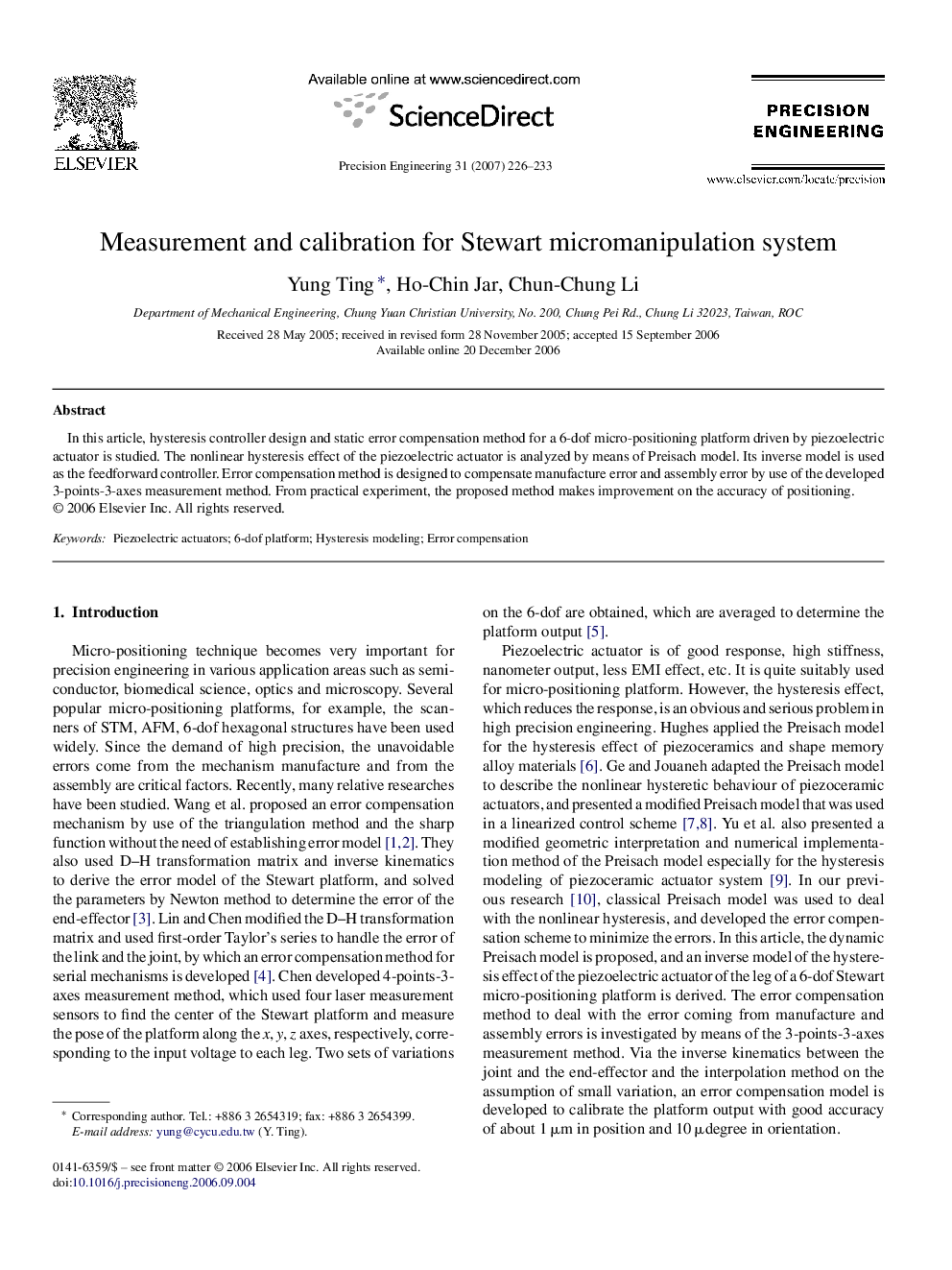 Measurement and calibration for Stewart micromanipulation system