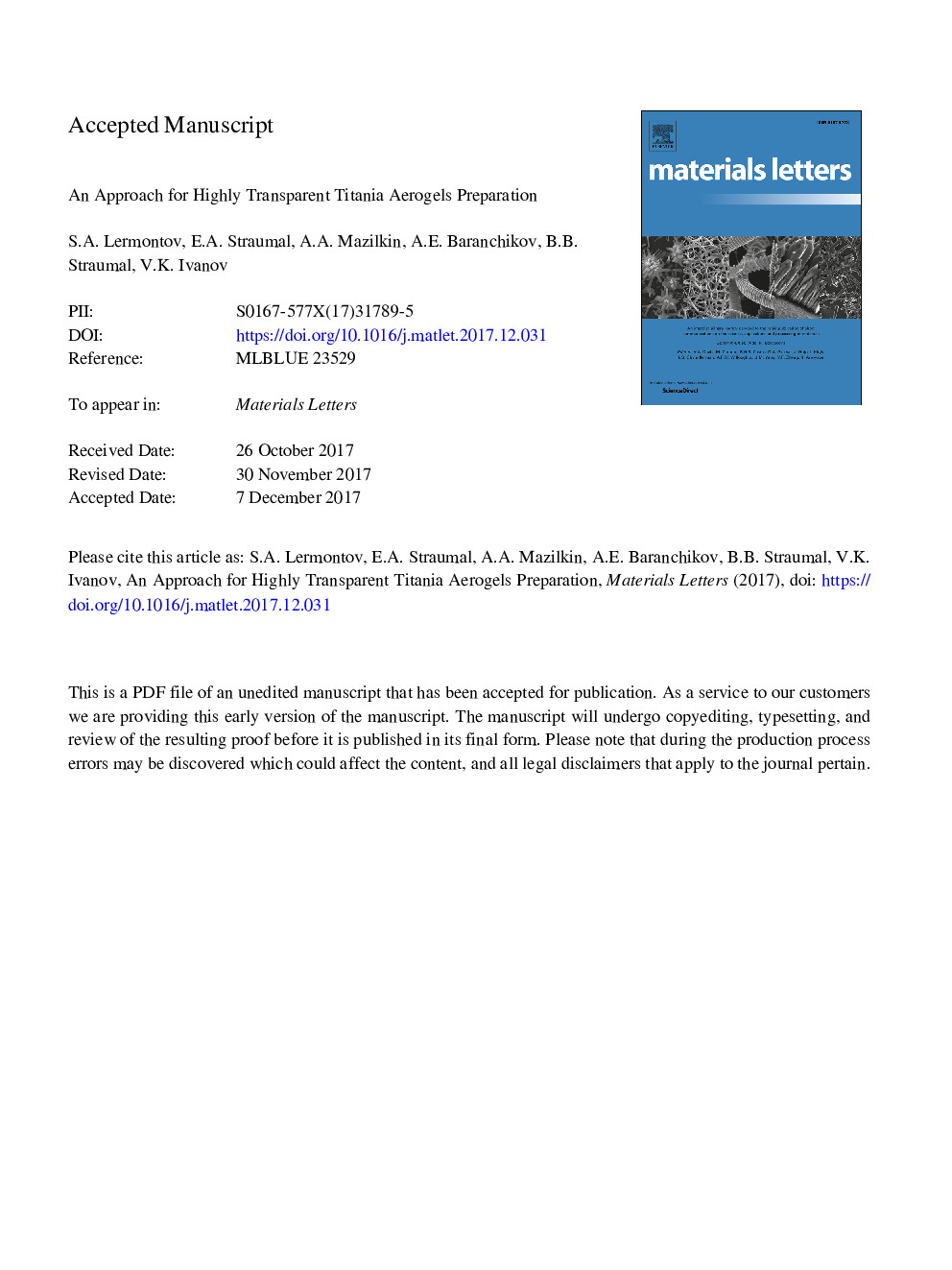 An approach for highly transparent titania aerogels preparation