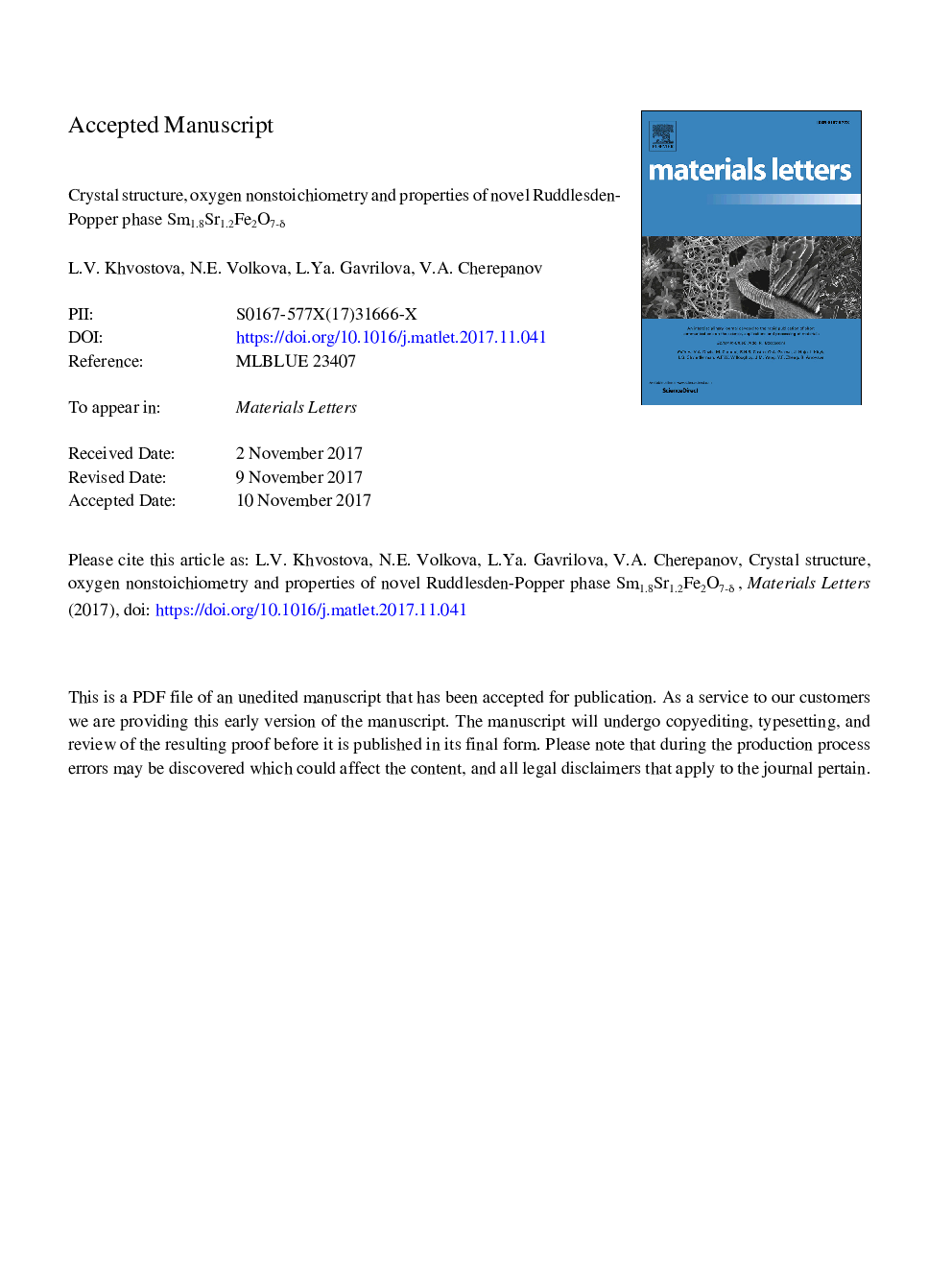 Crystal structure, oxygen nonstoichiometry and properties of novel Ruddlesden-Popper phase Sm1.8Sr1.2Fe2O7-Î´