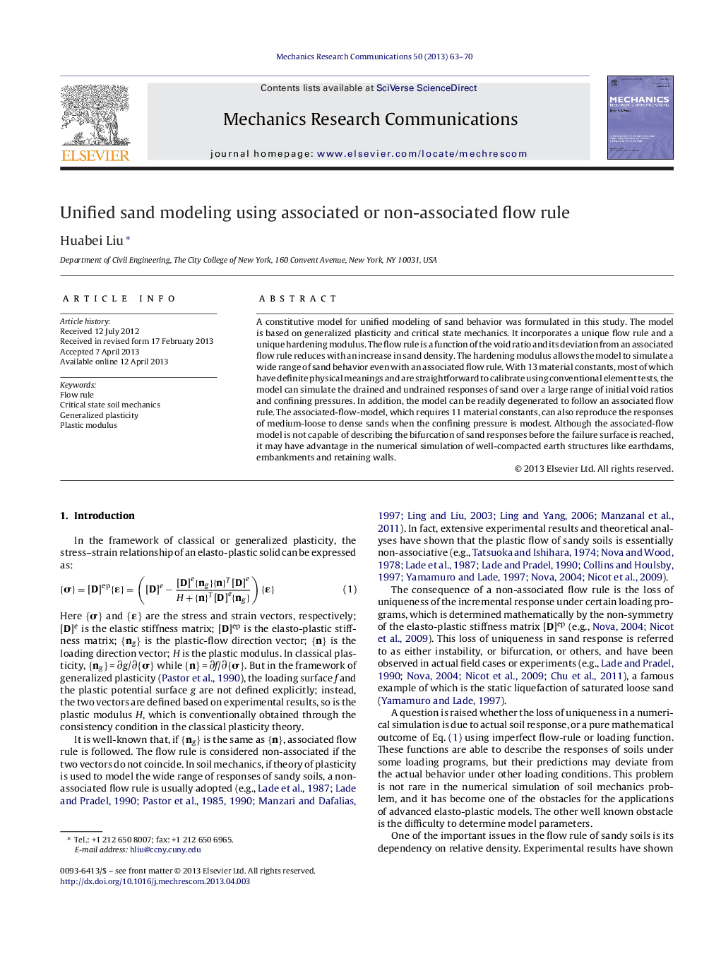 Unified sand modeling using associated or non-associated flow rule