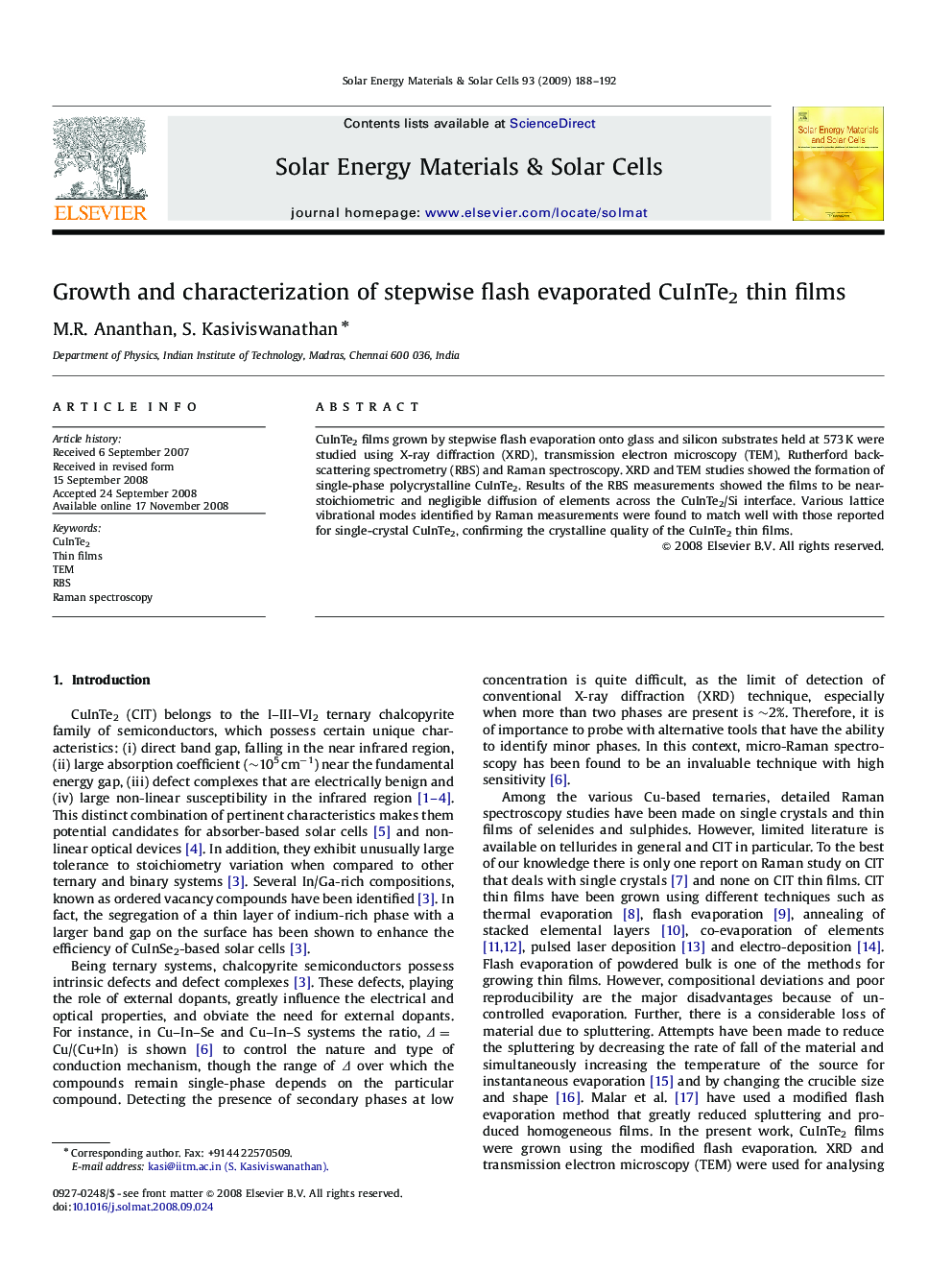 Growth and characterization of stepwise flash evaporated CuInTe2 thin films