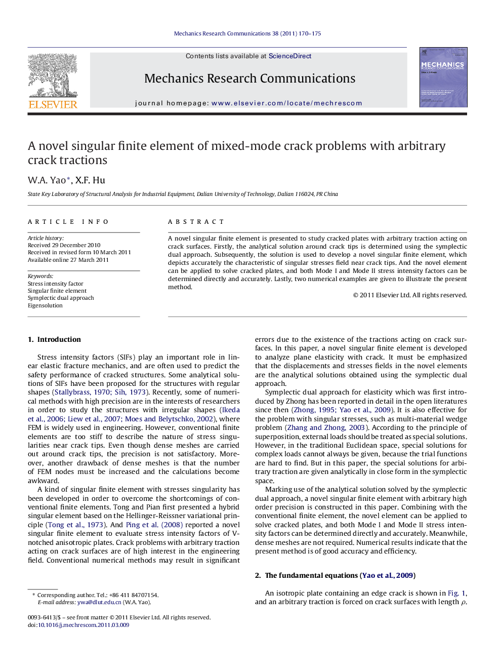 A novel singular finite element of mixed-mode crack problems with arbitrary crack tractions