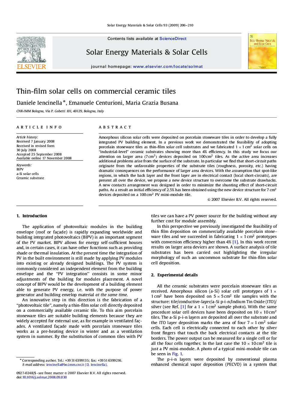 Thin-film solar cells on commercial ceramic tiles