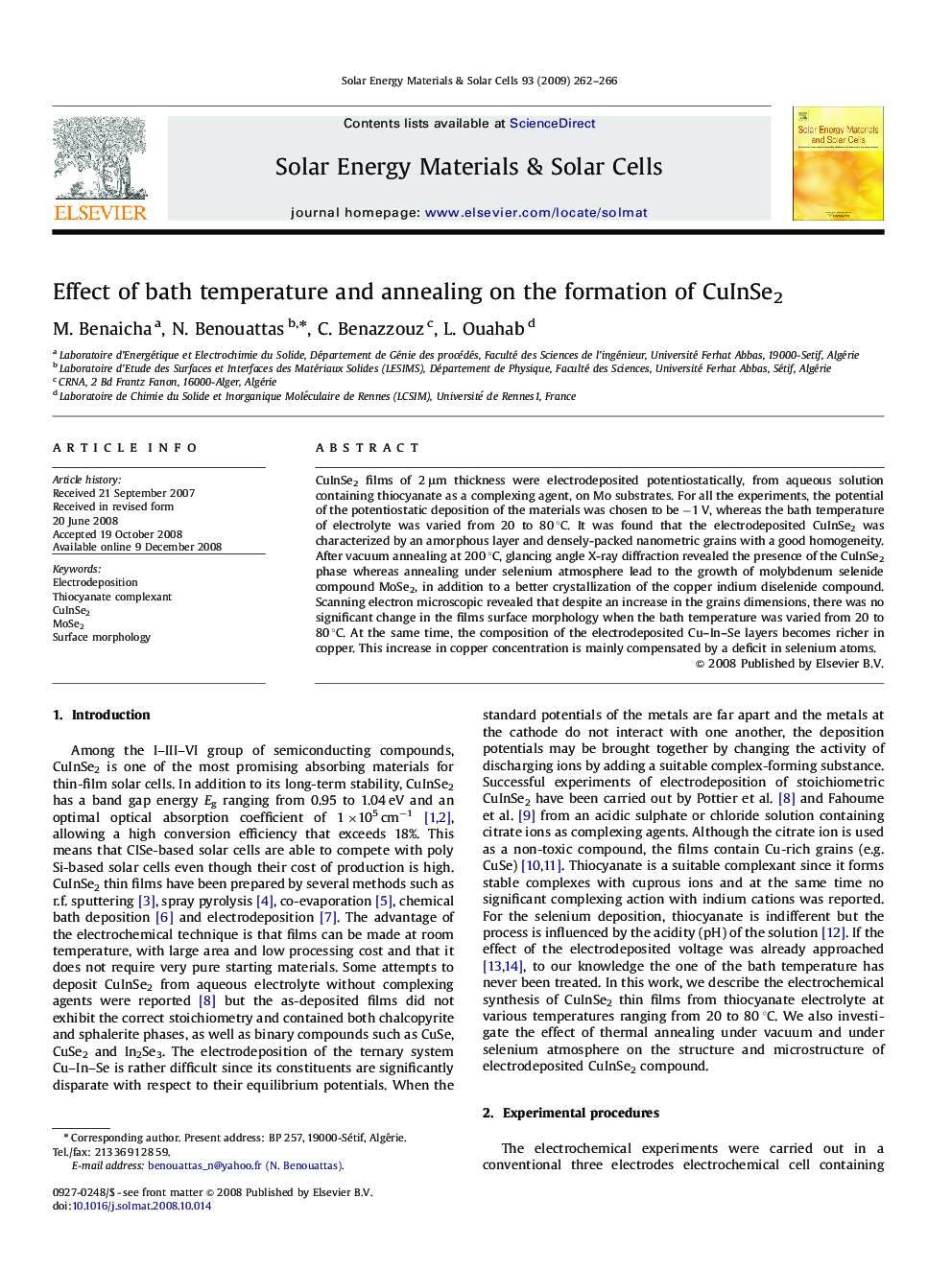 Effect of bath temperature and annealing on the formation of CuInSe2