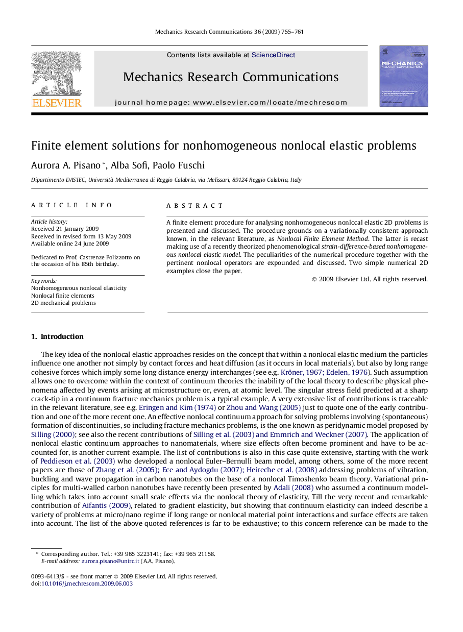 Finite element solutions for nonhomogeneous nonlocal elastic problems