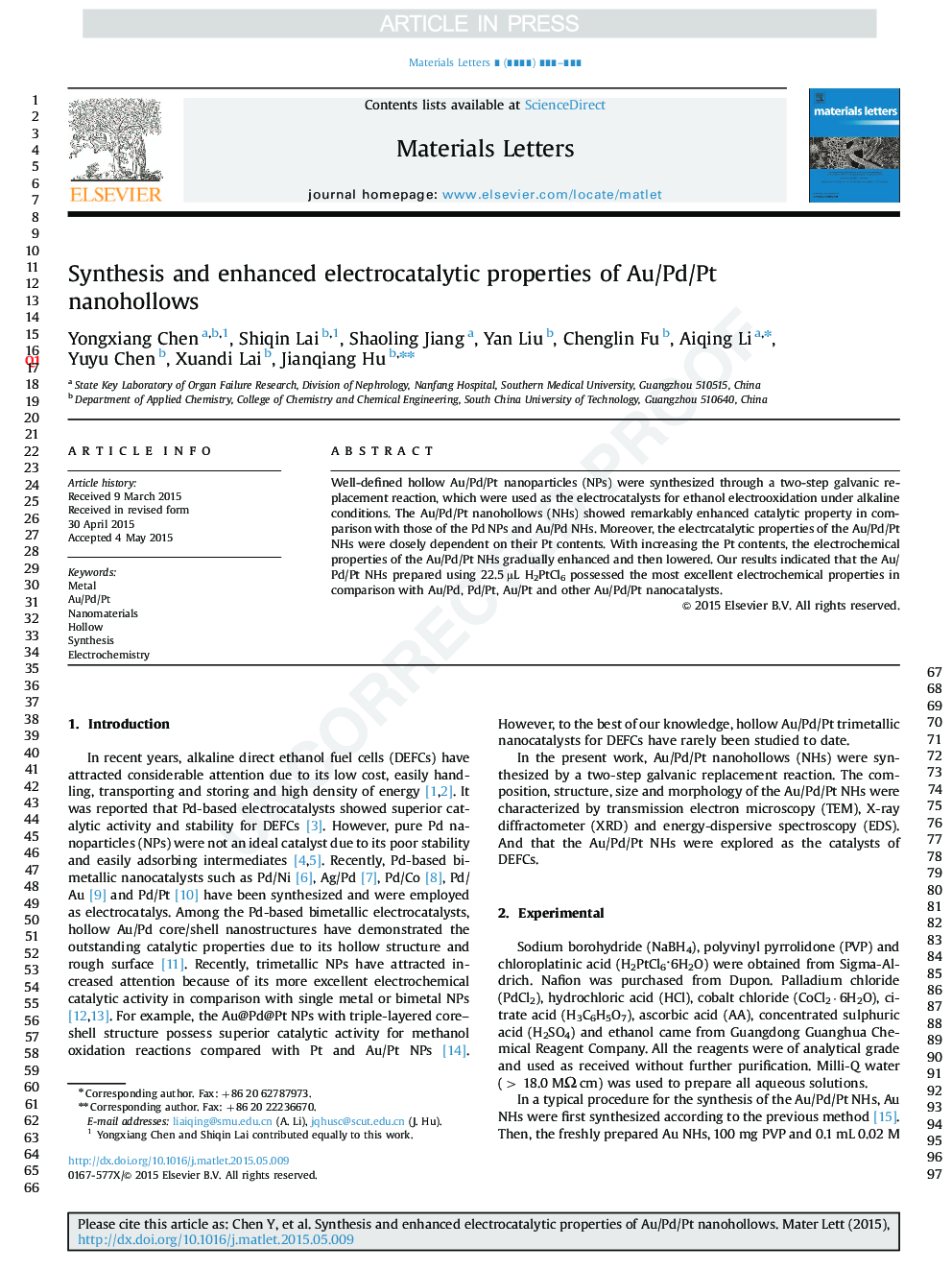 Synthesis and enhanced electrocatalytic properties of Au/Pd/Pt nanohollows