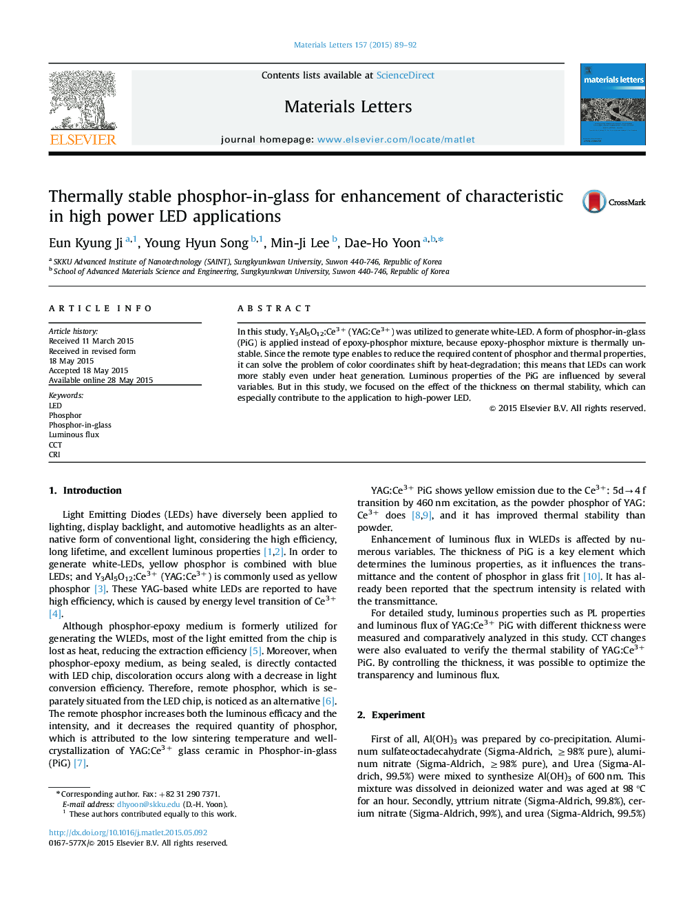 Thermally stable phosphor-in-glass for enhancement of characteristic in high power LED applications