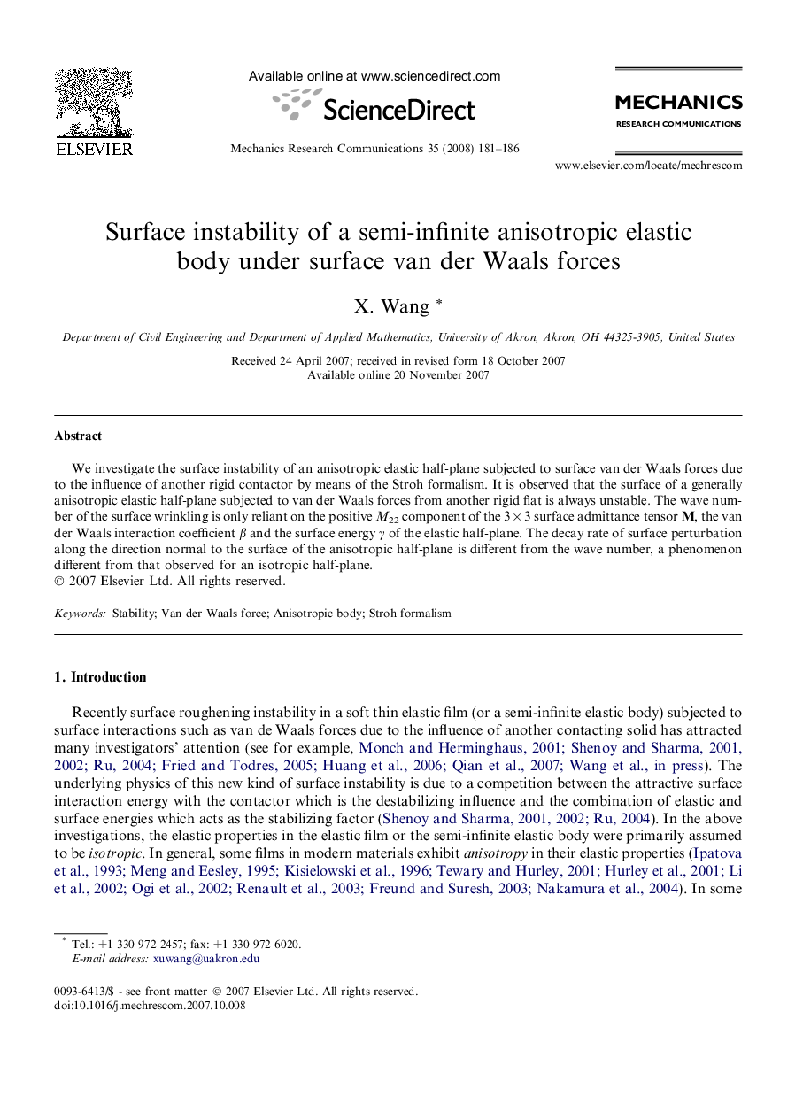 Surface instability of a semi-infinite anisotropic elastic body under surface van der Waals forces