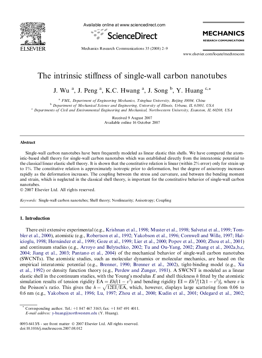 عکس صفحه اول مقاله: The intrinsic stiffness of single-wall carbon nanotubes The intrinsic stiffness of single-wall carbon nanotubes