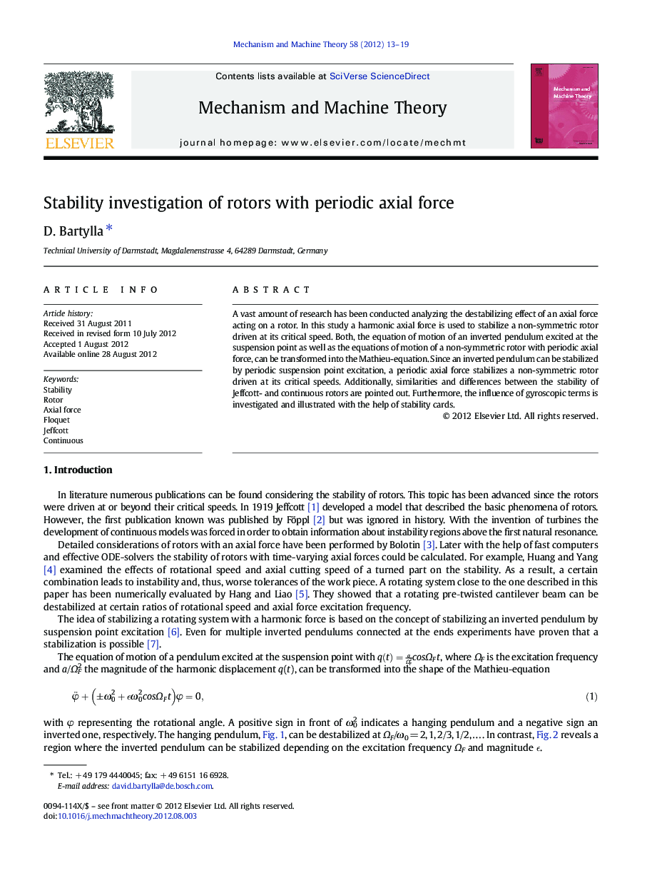 Stability investigation of rotors with periodic axial force