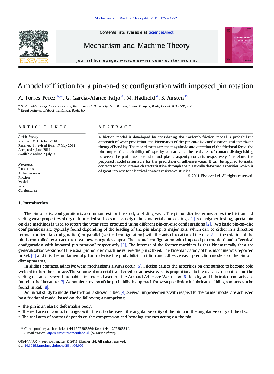 A model of friction for a pin-on-disc configuration with imposed pin rotation