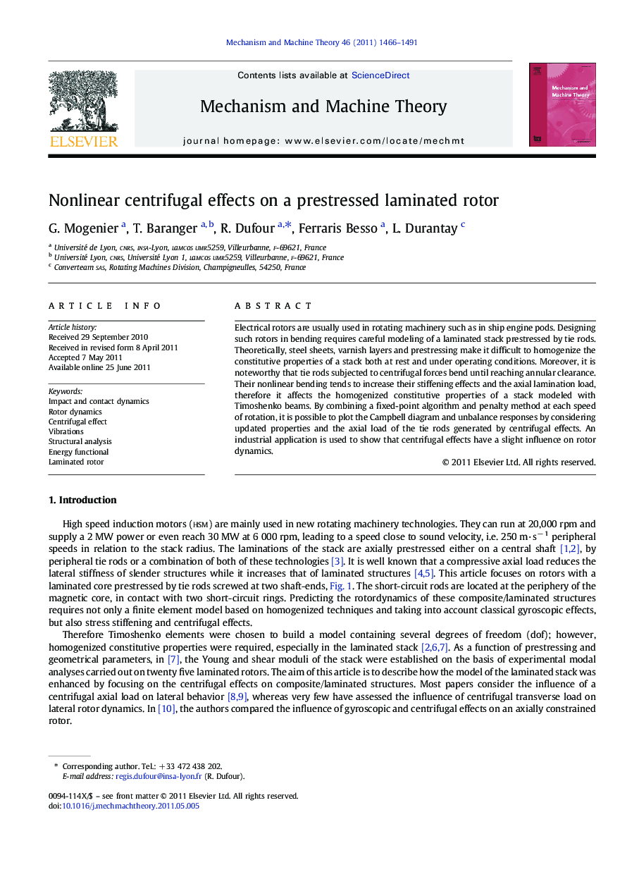 Nonlinear centrifugal effects on a prestressed laminated rotor