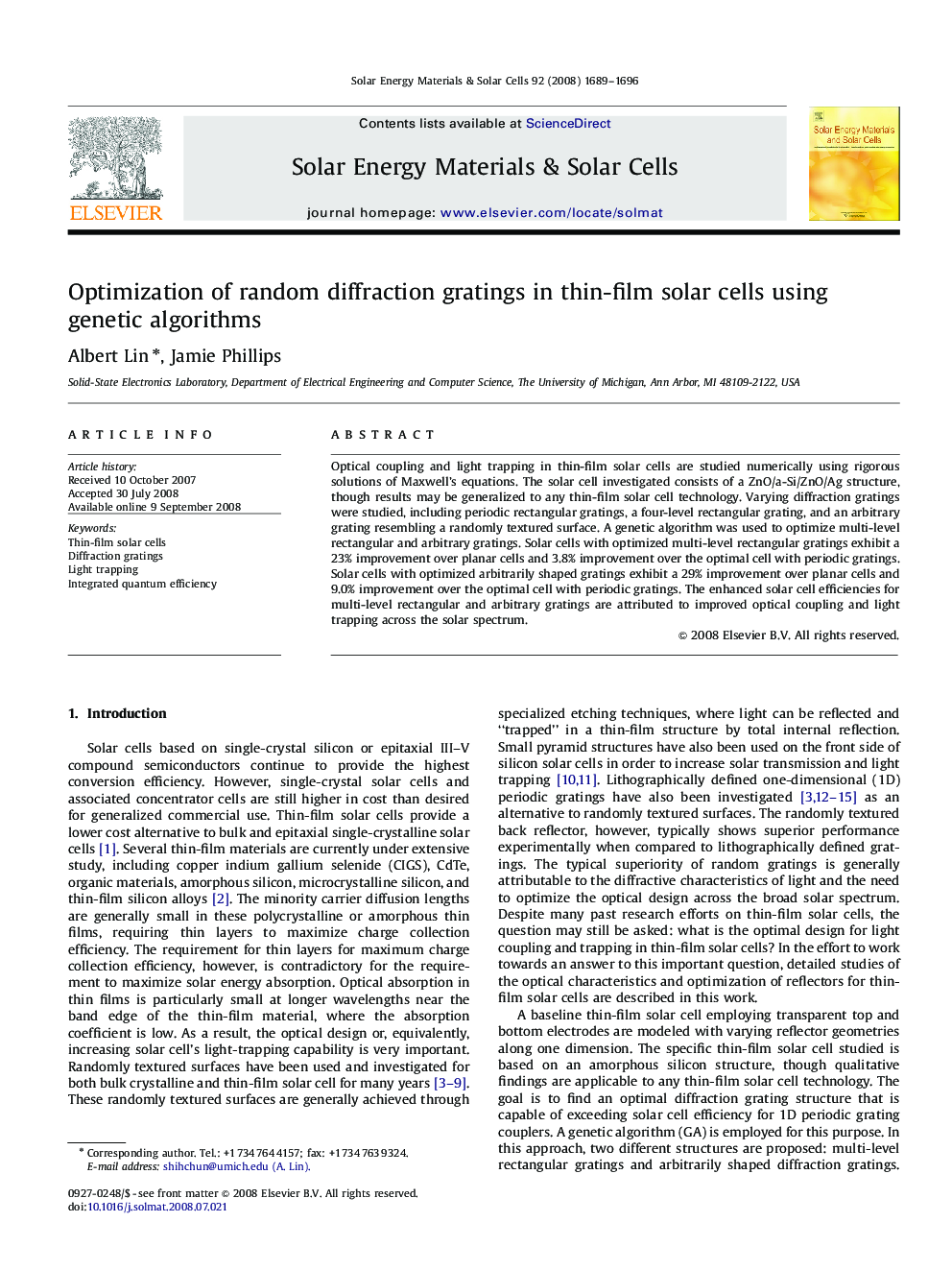 Optimization of random diffraction gratings in thin-film solar cells using genetic algorithms