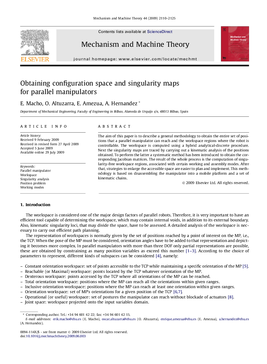 Obtaining configuration space and singularity maps for parallel manipulators