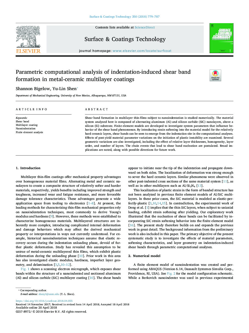 Parametric computational analysis of indentation-induced shear band formation in metal-ceramic multilayer coatings