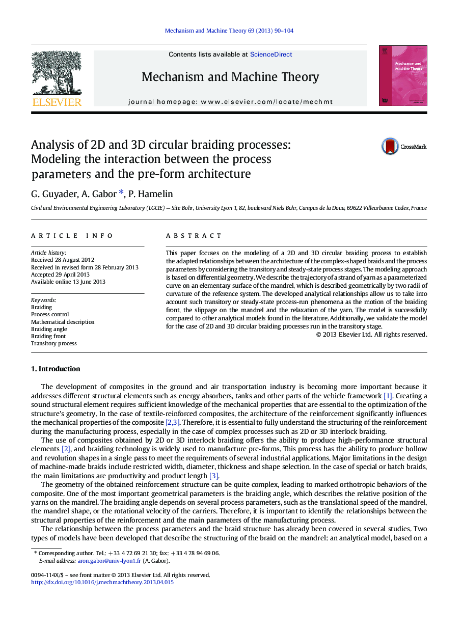 Analysis of 2D and 3D circular braiding processes: Modeling the interaction between the process parameters and the pre-form architecture