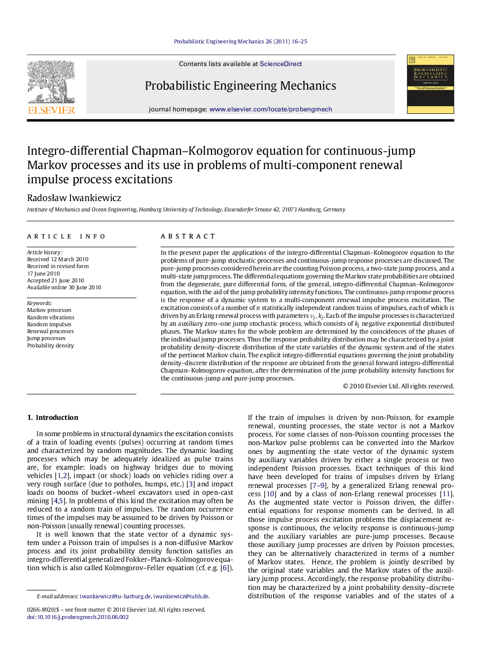 Integro-differential Chapman–Kolmogorov equation for continuous-jump Markov processes and its use in problems of multi-component renewal impulse process excitations