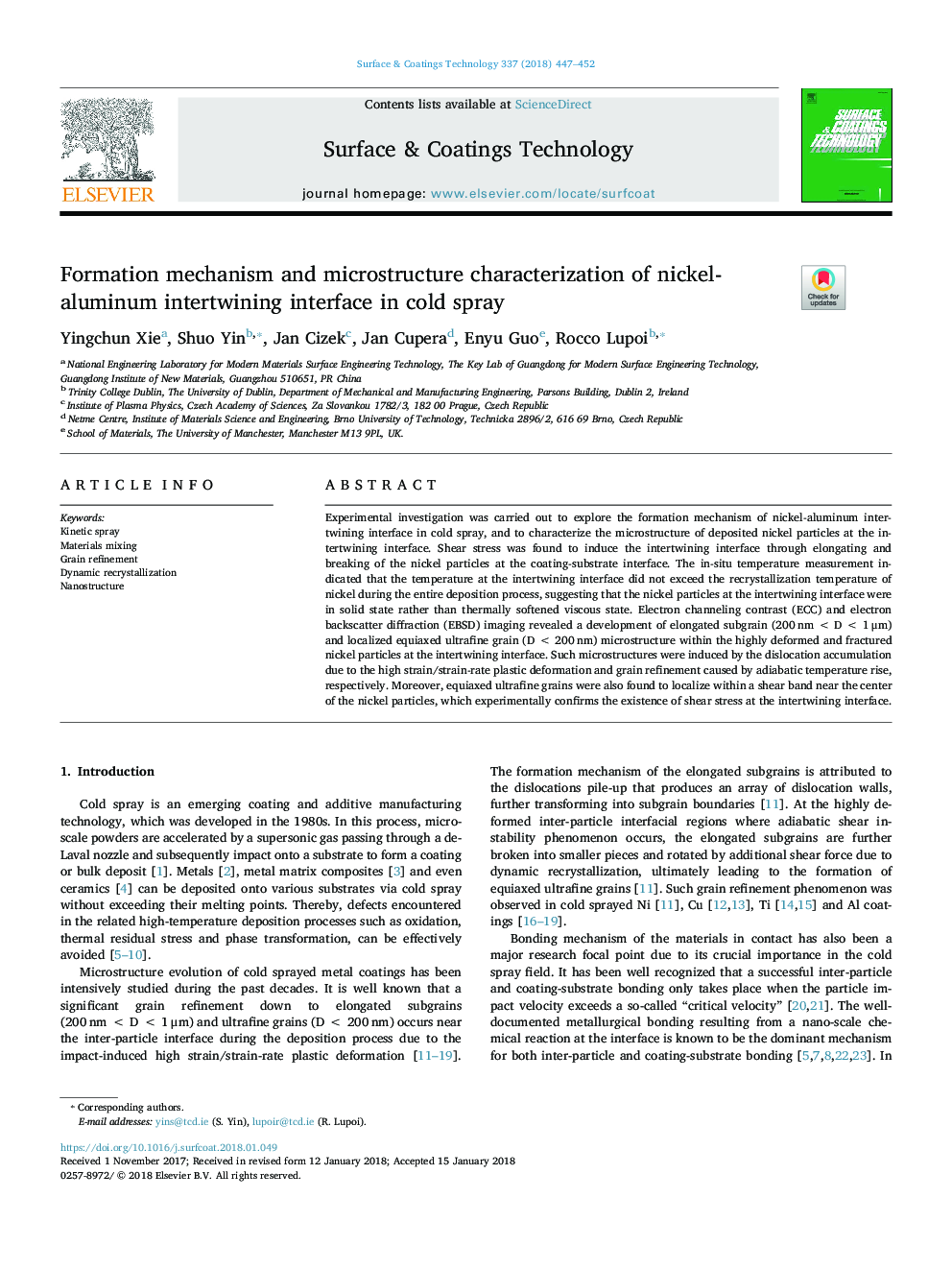 Formation mechanism and microstructure characterization of nickel-aluminum intertwining interface in cold spray