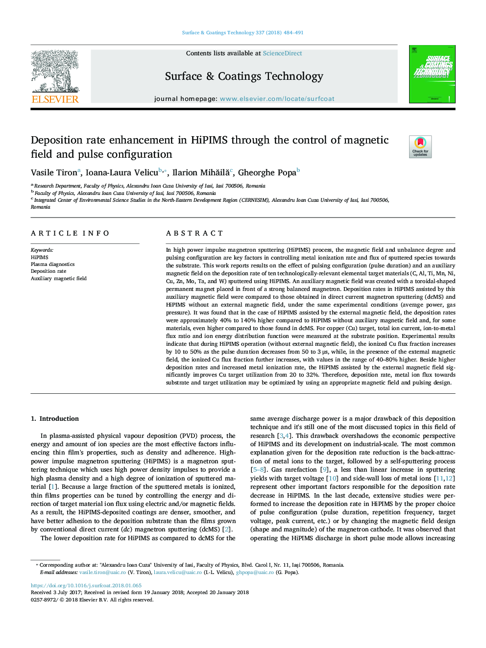 Deposition rate enhancement in HiPIMS through the control of magnetic field and pulse configuration