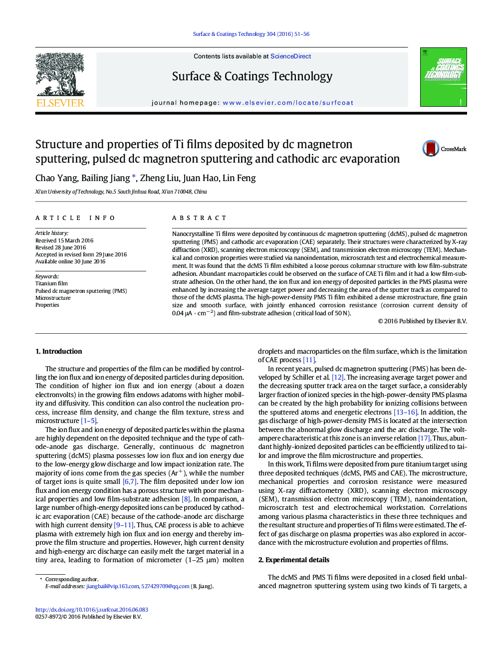 Structure and properties of Ti films deposited by dc magnetron sputtering, pulsed dc magnetron sputtering and cathodic arc evaporation