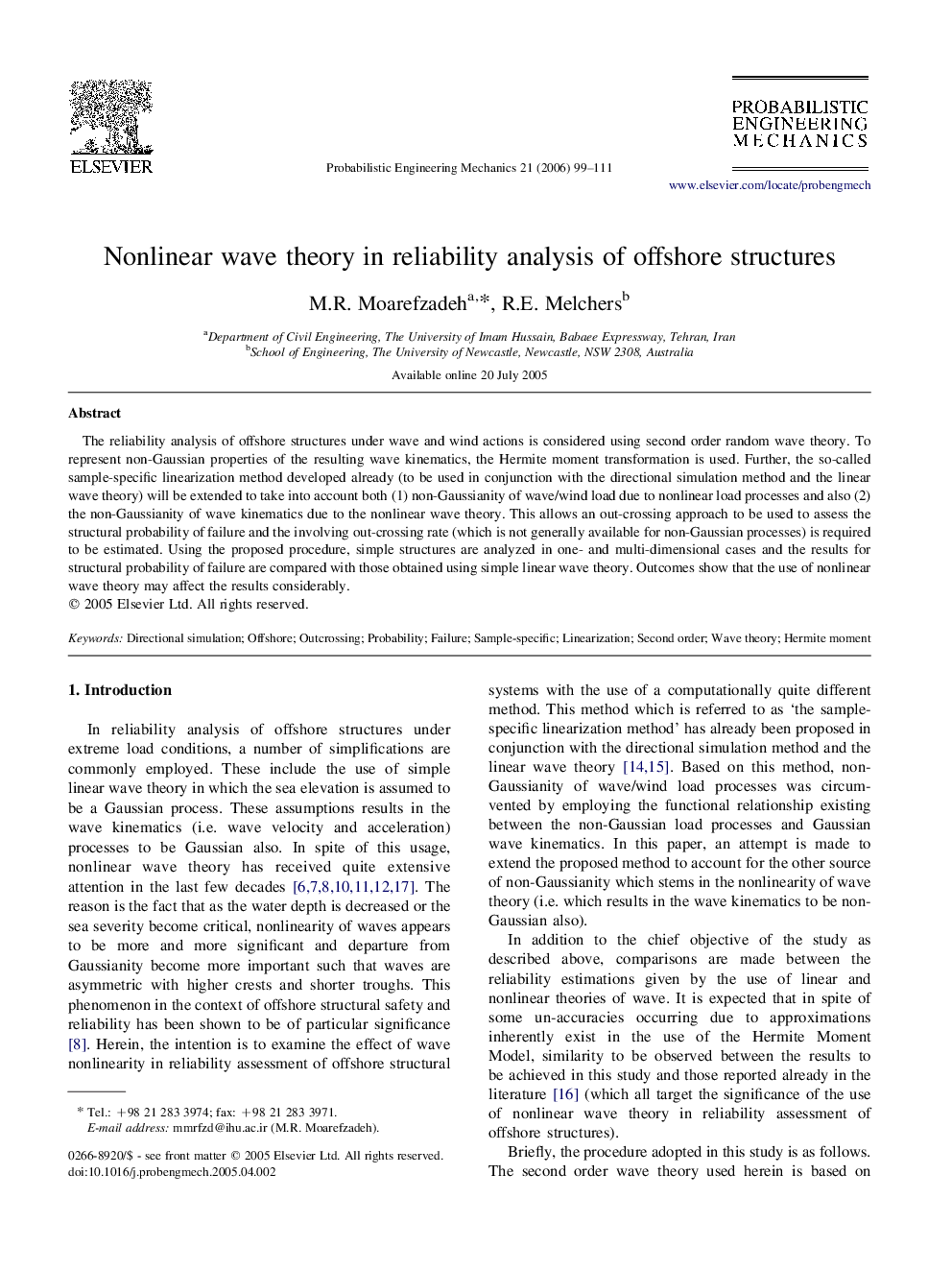 Nonlinear wave theory in reliability analysis of offshore structures