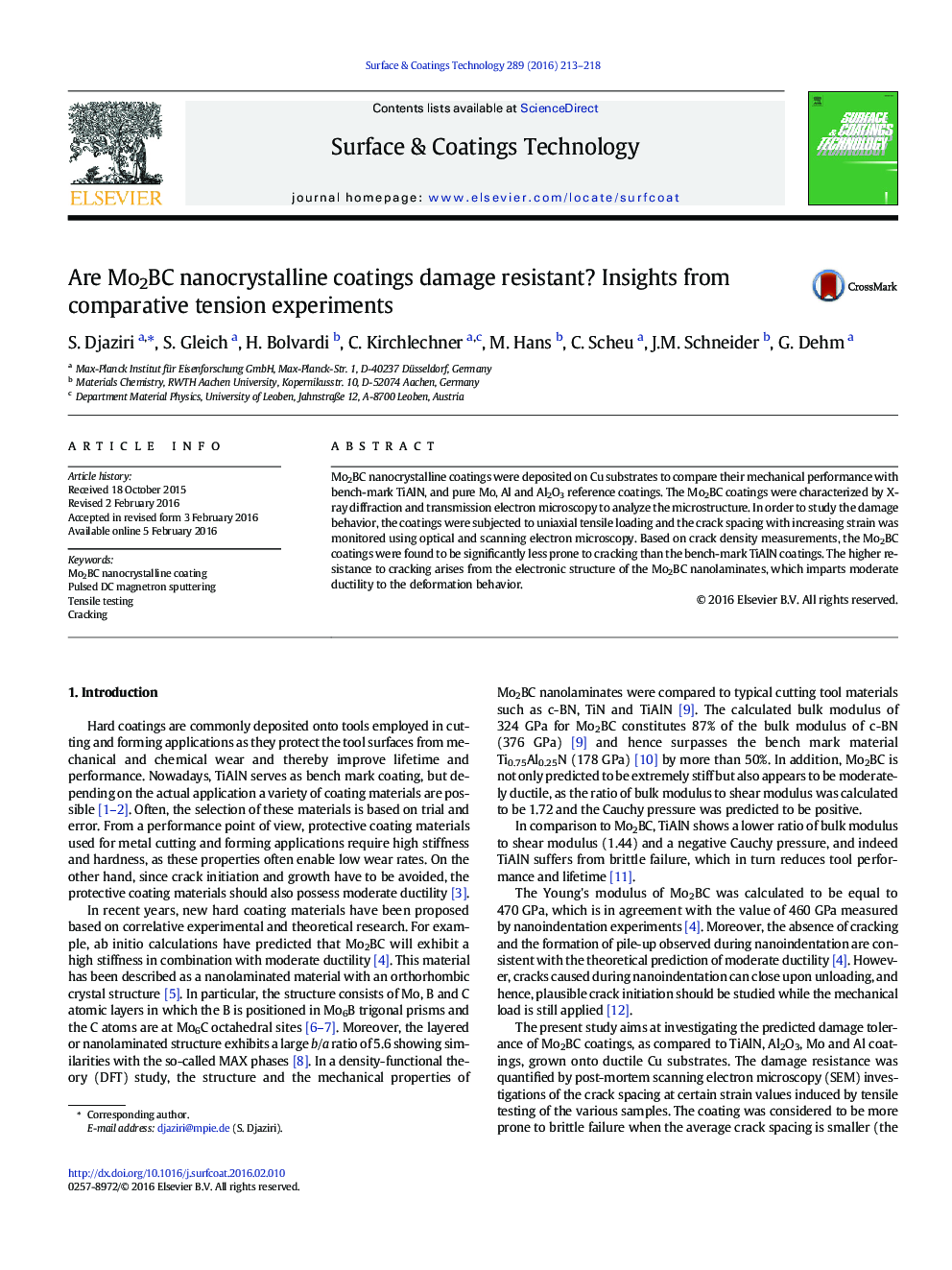 Are Mo2BC nanocrystalline coatings damage resistant? Insights from comparative tension experiments