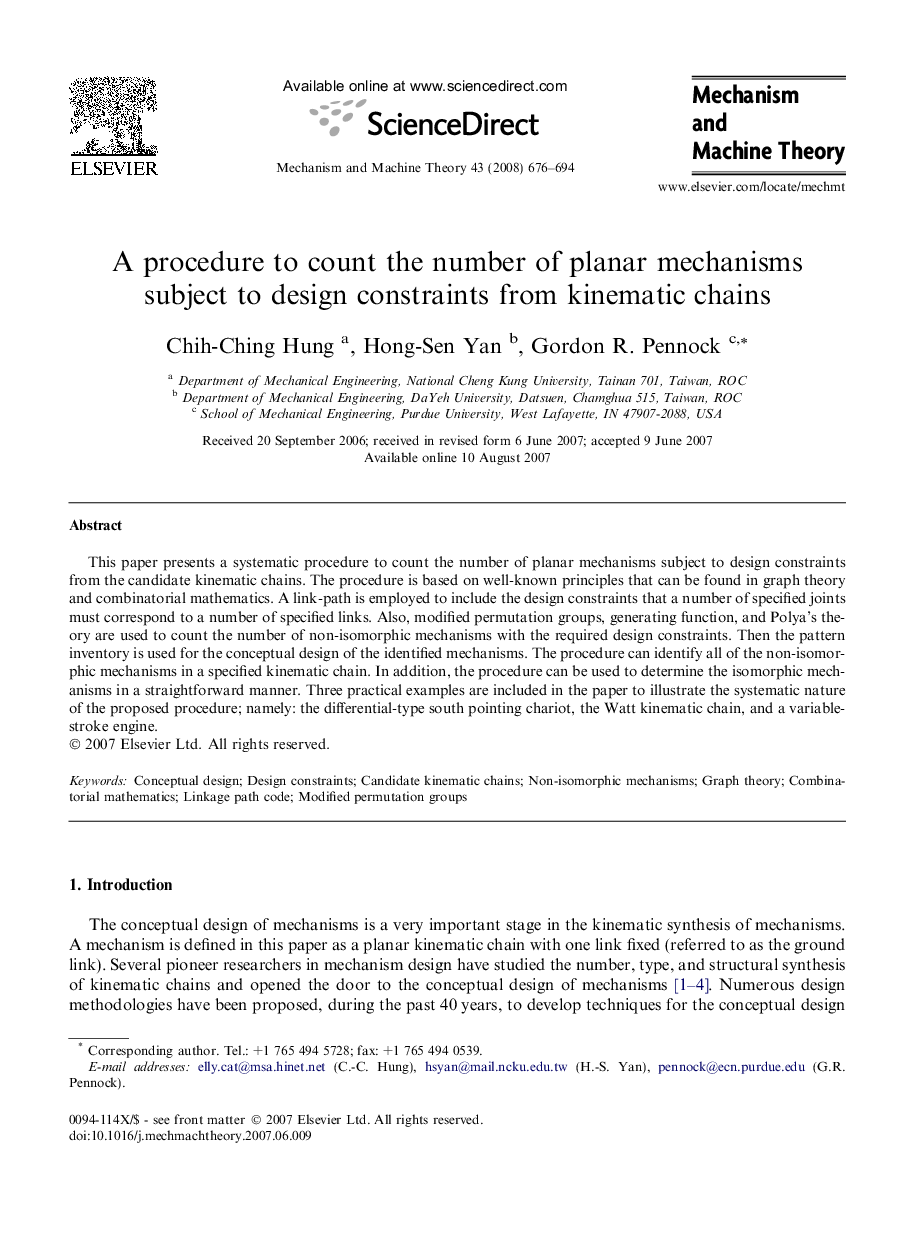 A procedure to count the number of planar mechanisms subject to design constraints from kinematic chains