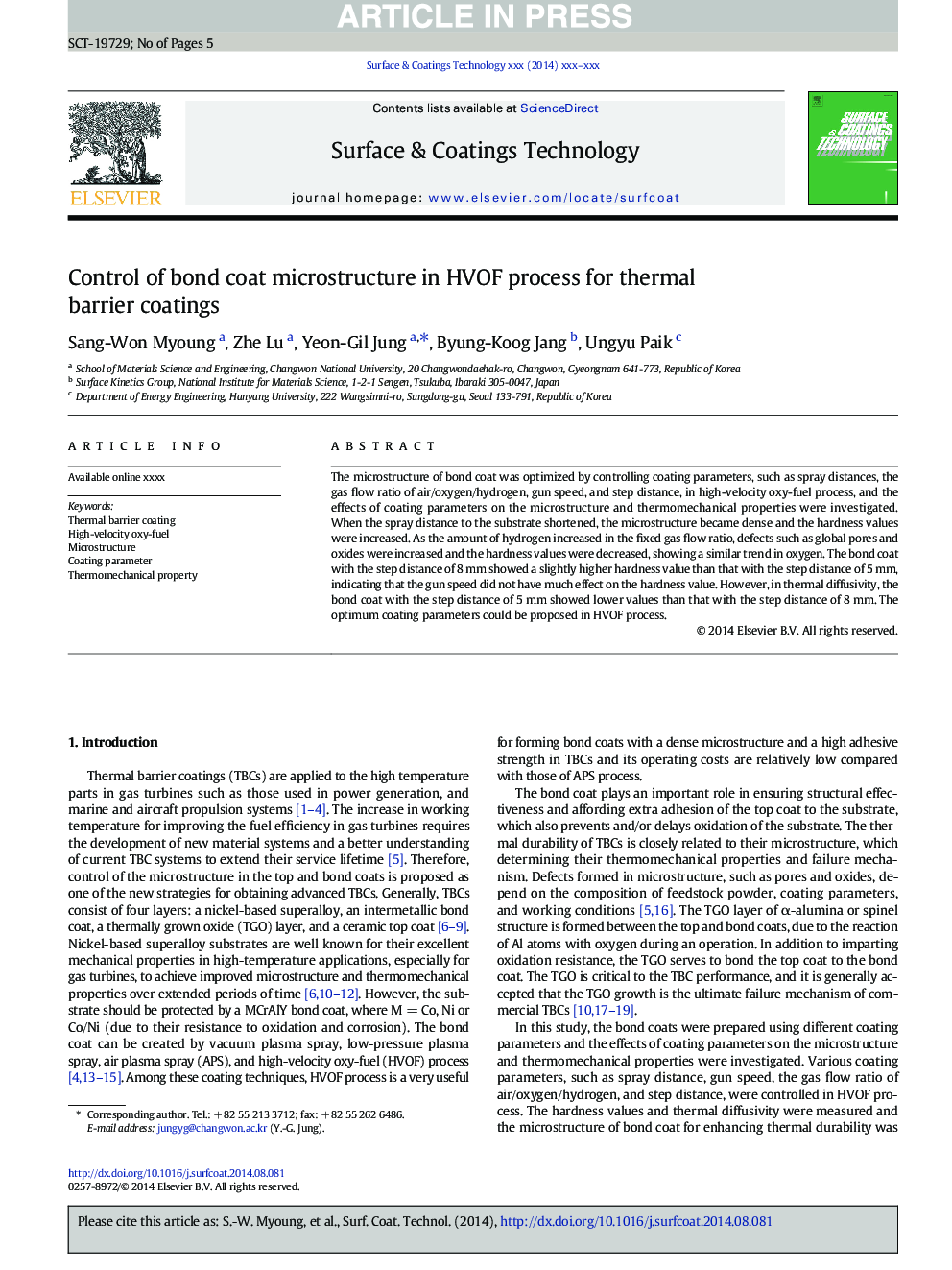 Control of bond coat microstructure in HVOF process for thermal barrier coatings