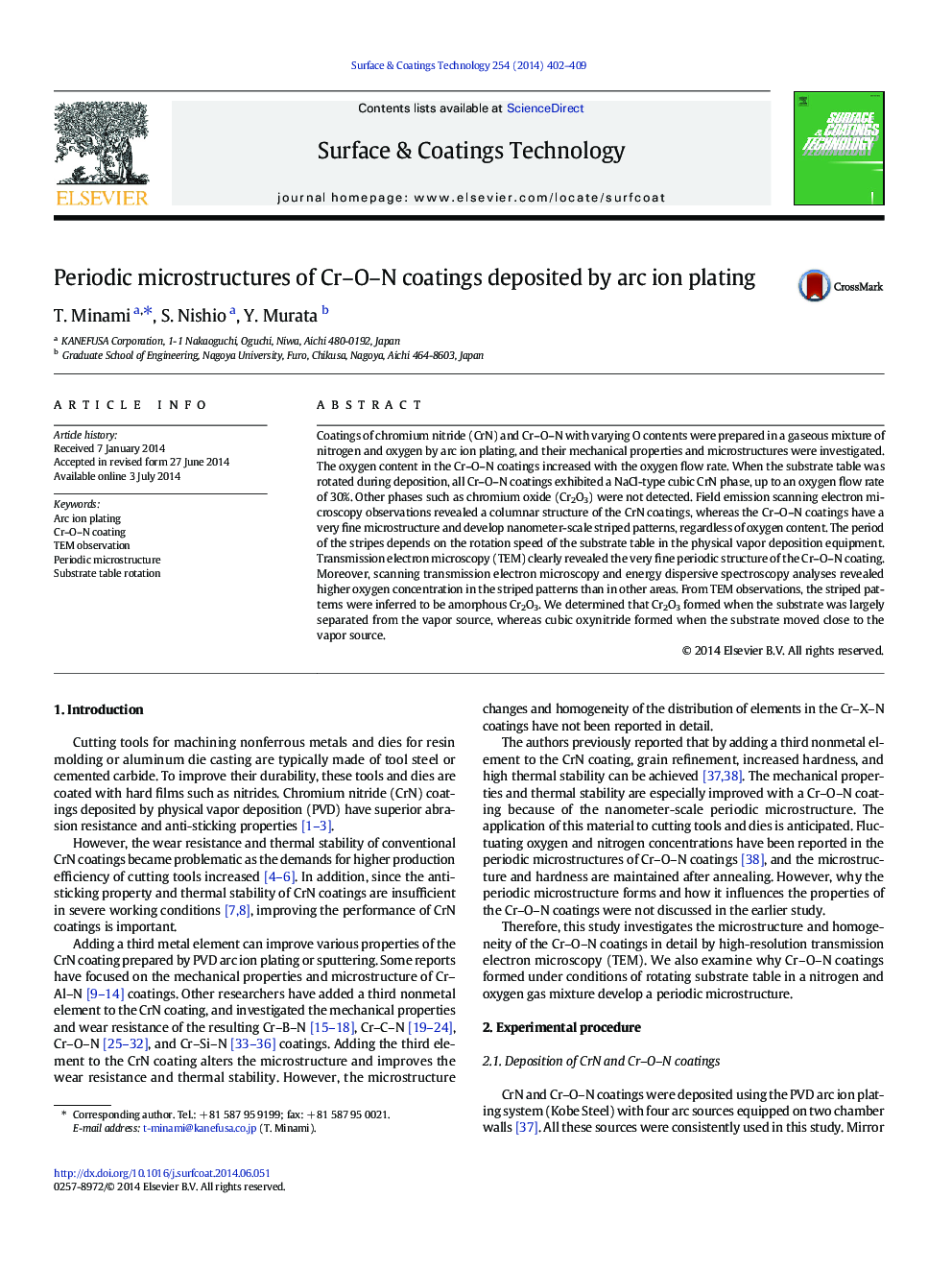 Periodic microstructures of Cr-O-N coatings deposited by arc ion plating