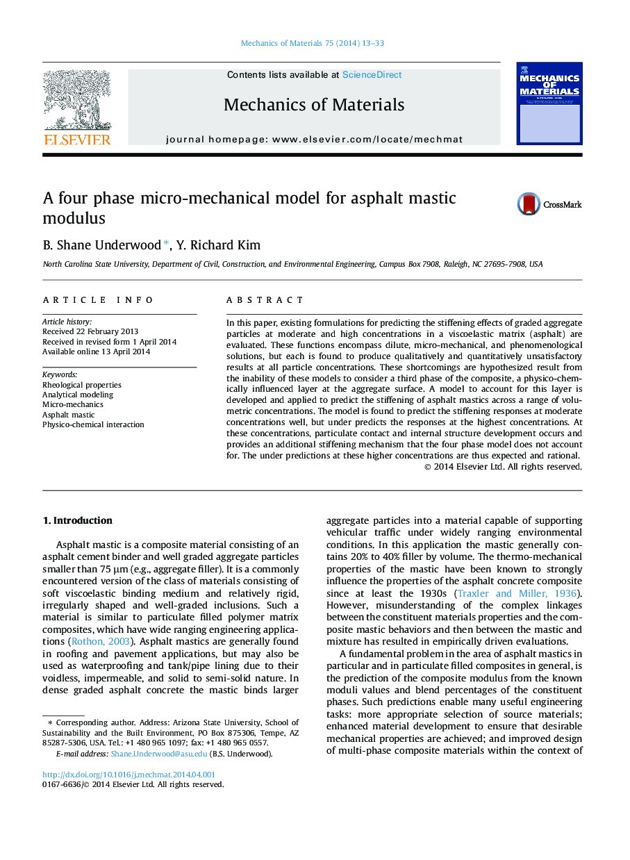 A four phase micro-mechanical model for asphalt mastic modulus